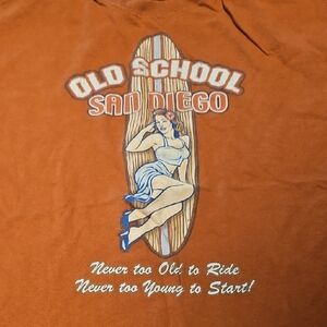 Vintage Large Men's Old School San Diego SS Graphic Tee Rust Brown